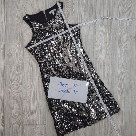 Speechless Teen Juniors Size 3 Black Silver Sequin Party Sleeveless Dress - Picture 4 of 10